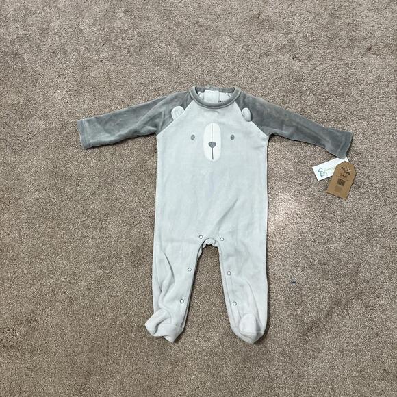 Chick Pea Grey Plush Bear Baby Boy Romper 3-6 Months New $24 - Picture 1 of 3